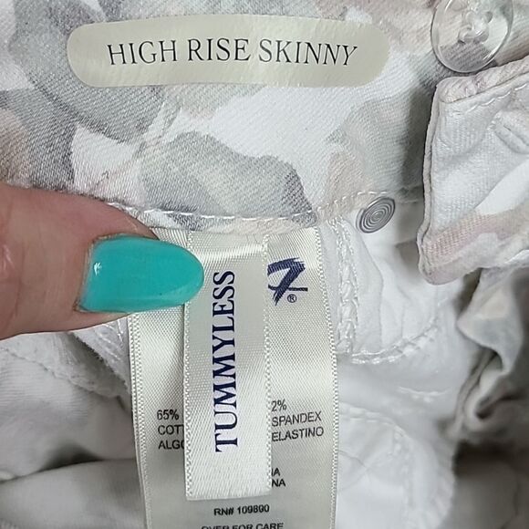 Seven7 High Rise Tummyless Skinny Jeans White Floral Print Stretch Denim Size 6 - Picture 11 of 13